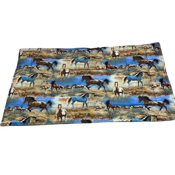 Hand Crafted Other - Large Pet Mat, Dog Bed, Crate Mat, Horses, 36 x 22